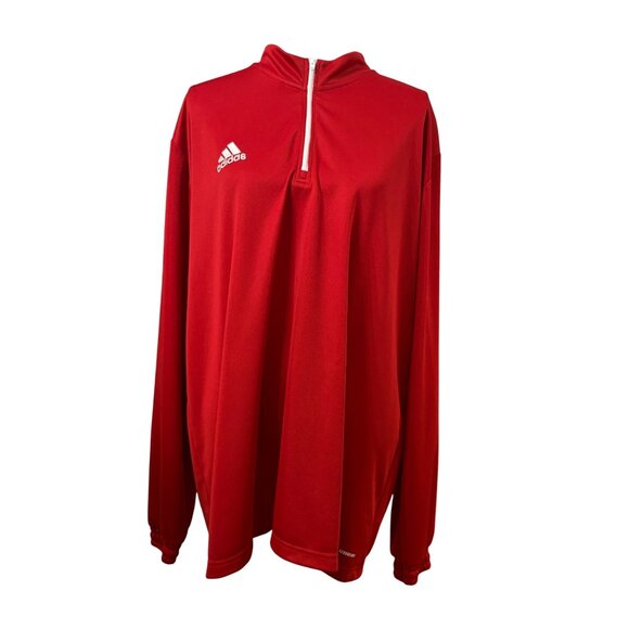 Adidas Red 1/4Zip Pullover Sweatshirt 3XL Mens LongSleeve Lightweight Activewear - Picture 1 of 13